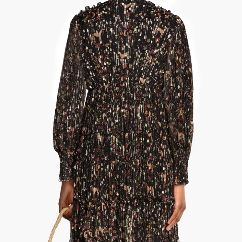 NWOT SANDRO metallic silk-blend mini dress XS